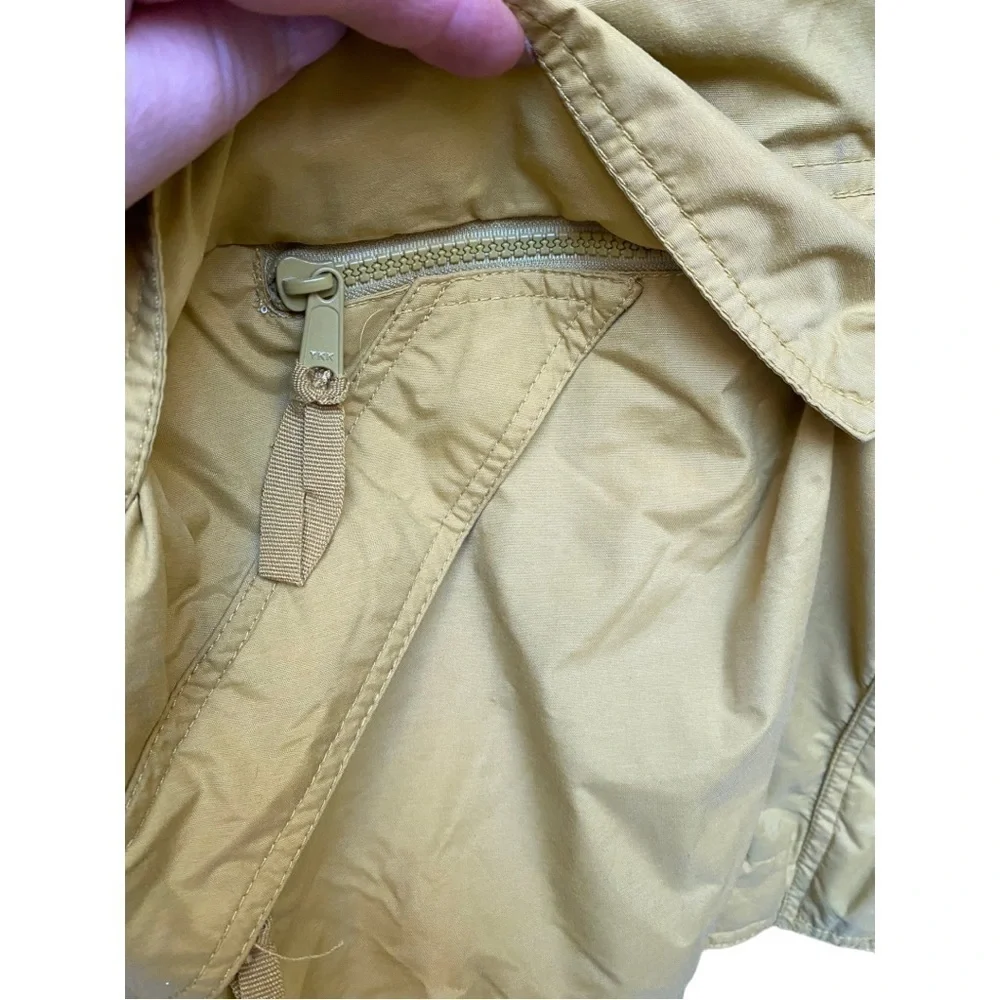 Vintage Eddie Bauer Yellow Raincoat with Blue Lined Collar